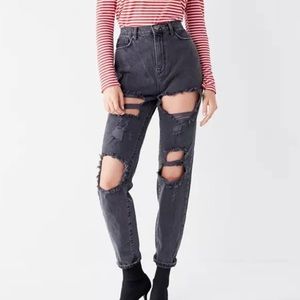 BDG Destroyed Black Wash Mom Jeans
